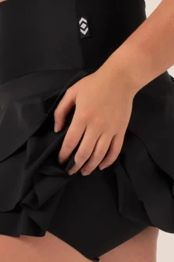Performance High Waisted Ruffle Skort - Black