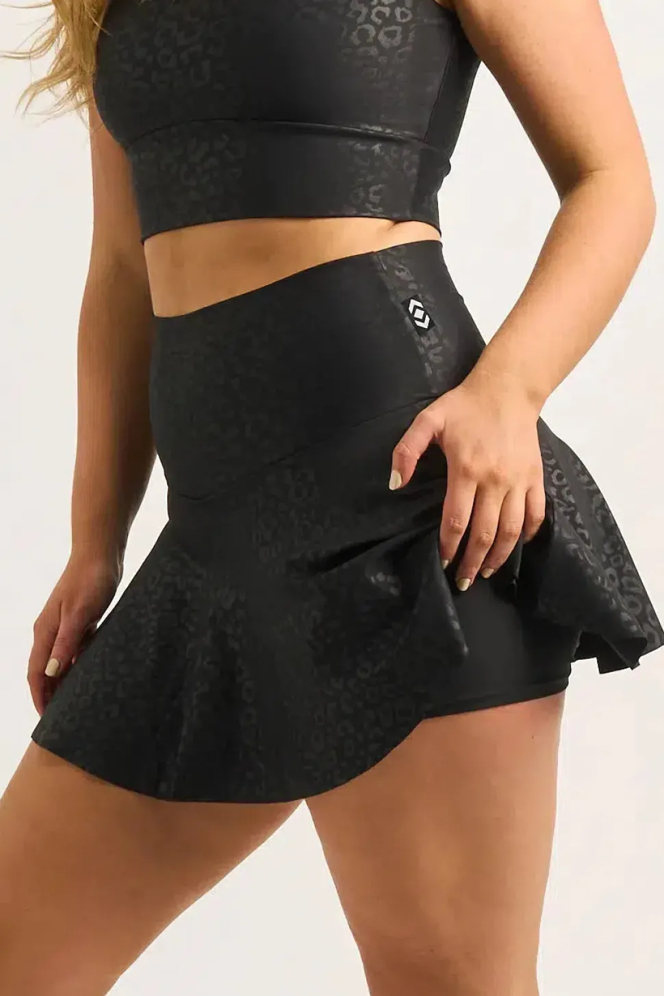 Performance High Waisted Simple Skort - Black Exotic Touch Jag