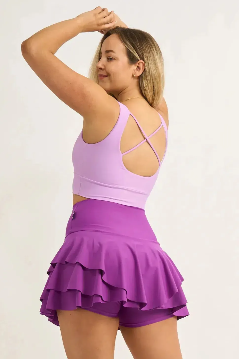 Performance High Waisted Ruffle Skort - Purple