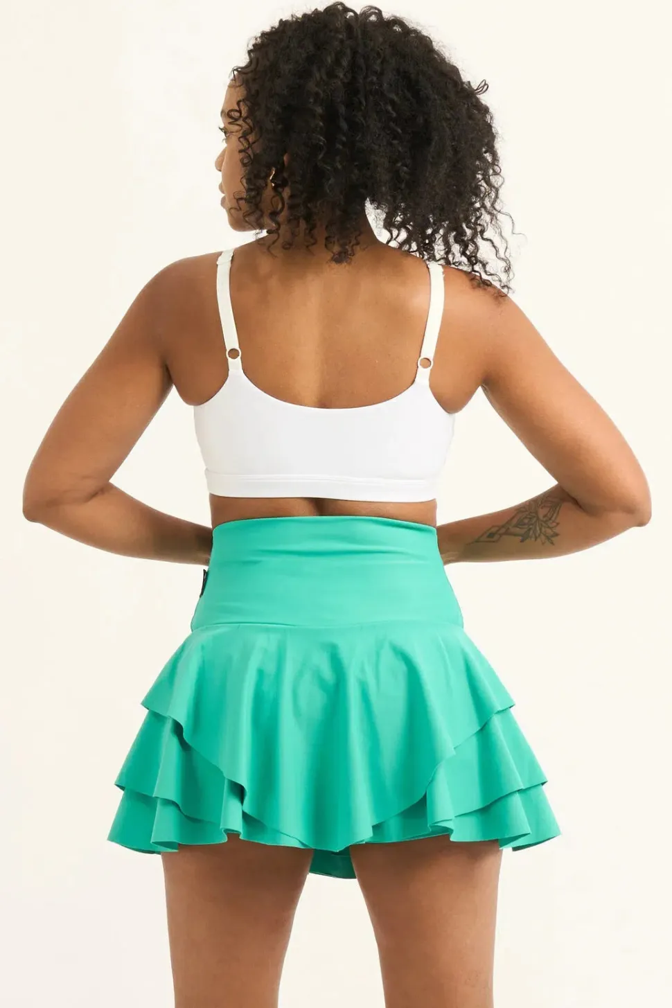Performance High Waisted Ruffle Skort - Jade