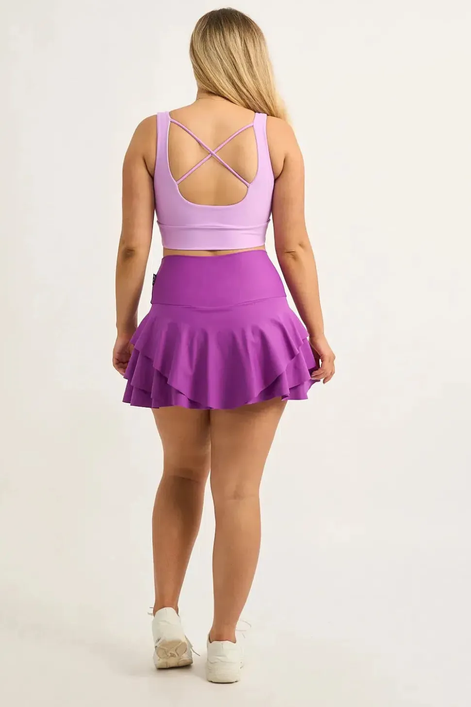 Performance High Waisted Ruffle Skort - Purple