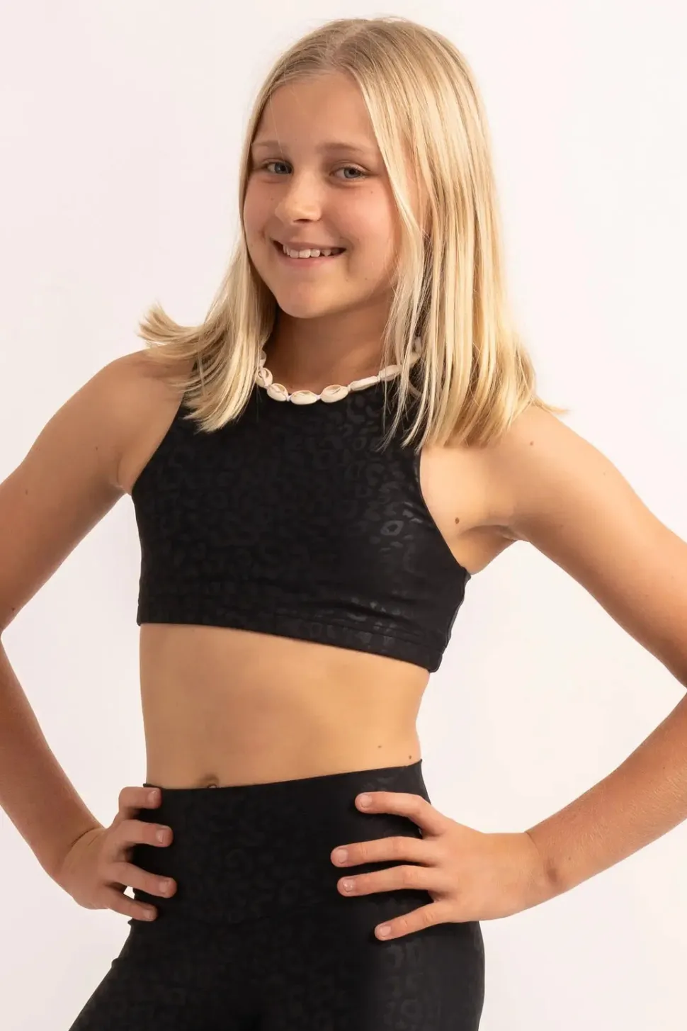 Performance Kids Crop Top - Black Exotic Touch Jag