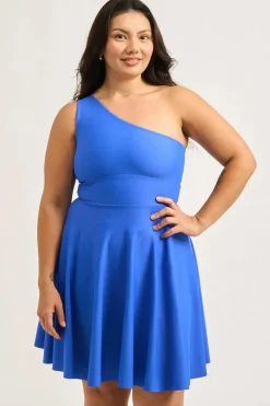 Performance One Shoulder Comfort Crop Mini Dress - Electric Blue