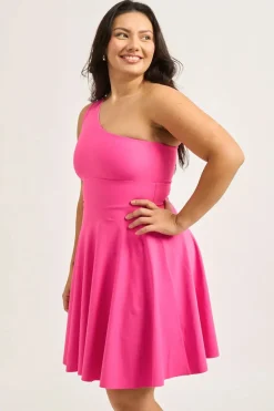 Performance One Shoulder Comfort Crop Mini Dress - Candy Pink