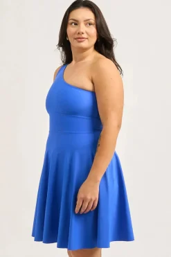 Performance One Shoulder Comfort Crop Mini Dress - Electric Blue