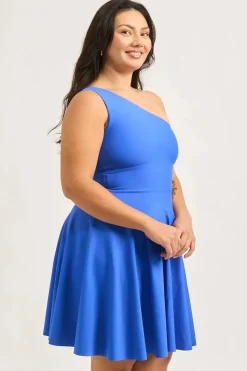 Performance One Shoulder Comfort Crop Mini Dress - Electric Blue
