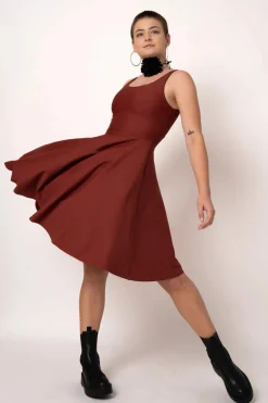 Performance Scoop Neck Comfort Crop Midi Dress - Burnt Copper