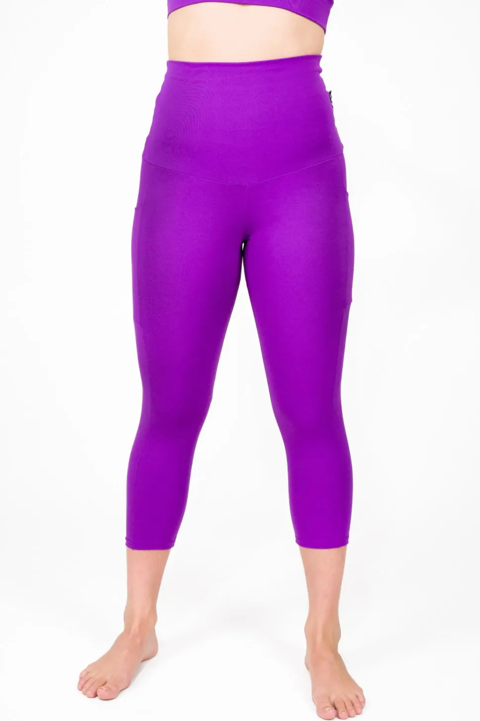 Purple Body Contouring - Panel Pocket Extra High Waisted Capri Leggings