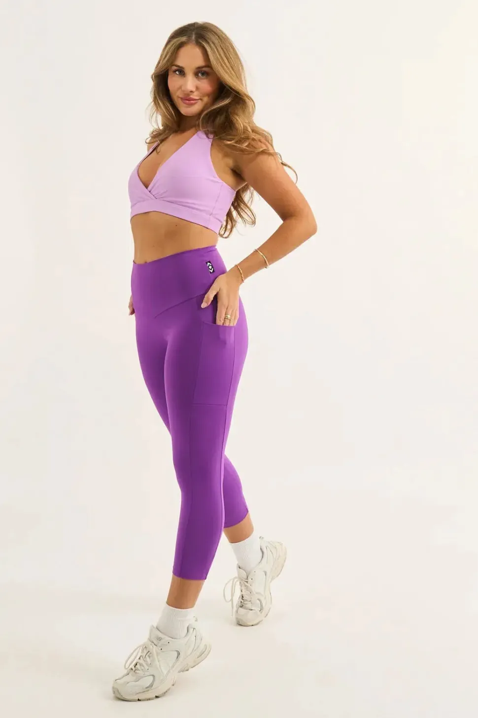 Purple Body Contouring - Panel Pocket High Waisted Capri Leggings