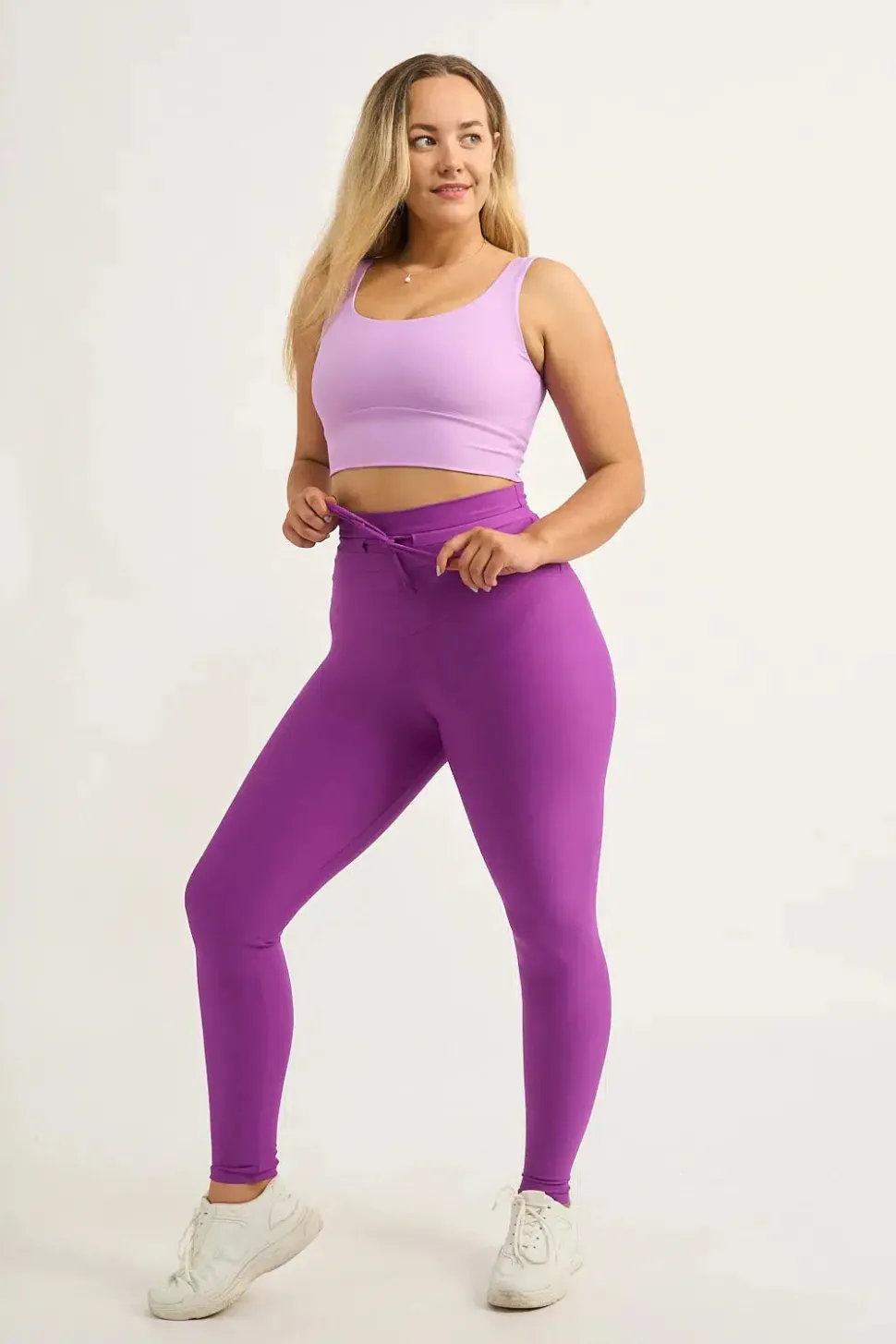 Purple Performance - Drawstring High Waisted Leggings