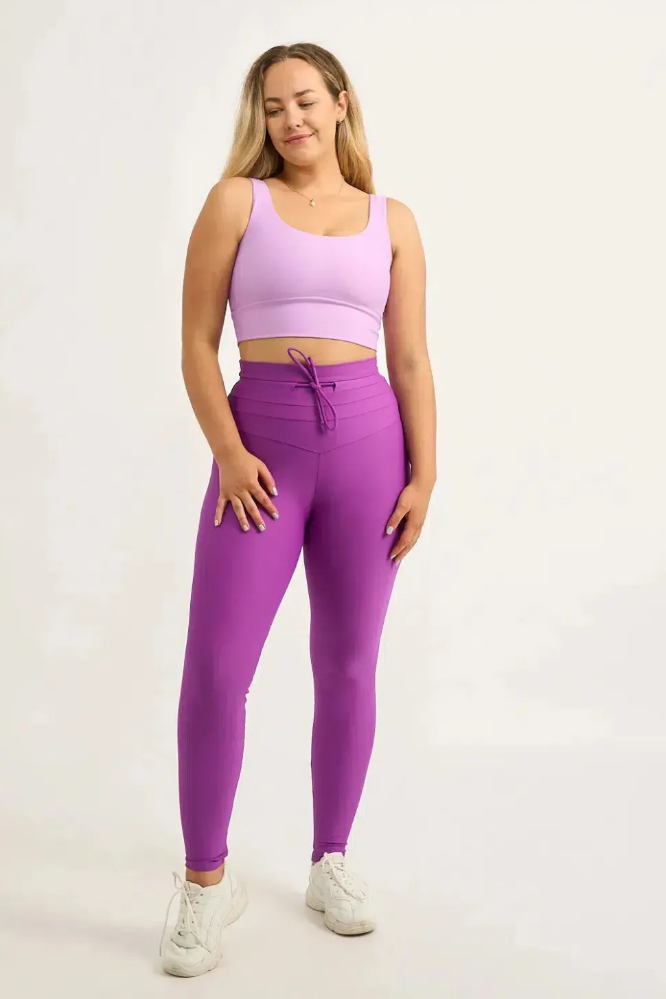 Purple Performance - Drawstring High Waisted Leggings