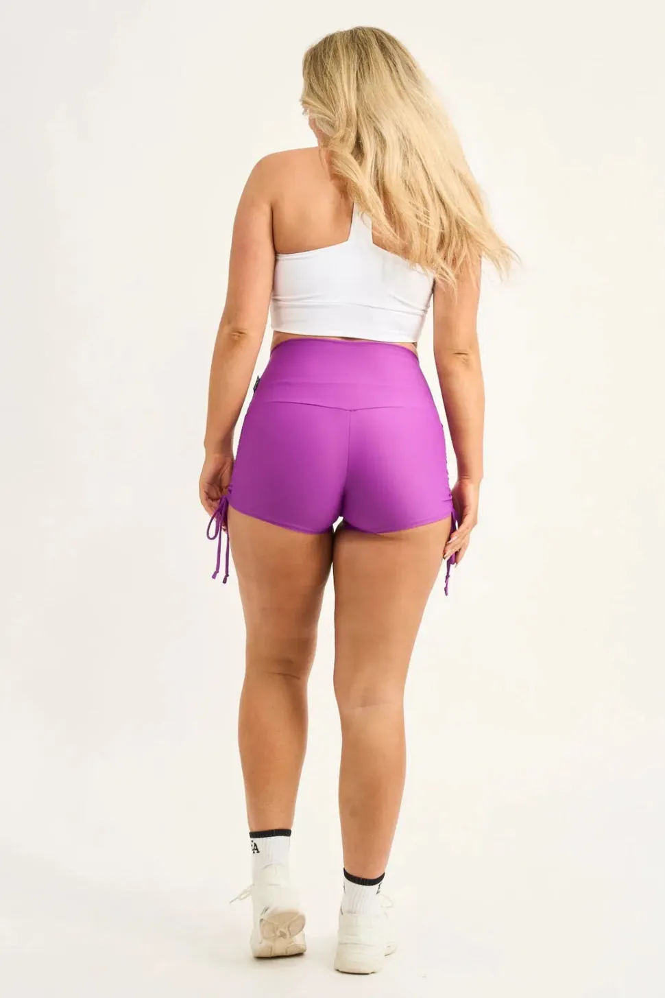 Purple Performance - High Waisted Tie Side Booty Shorts