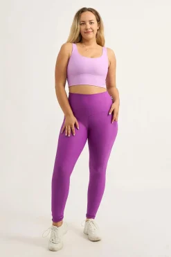 Purple Performance - Panel Pocket High Waisted Leggings