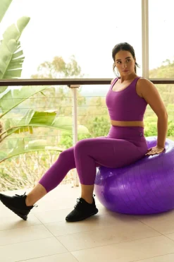 Purple Performance - Panel Pocket High Waisted Capri Leggings