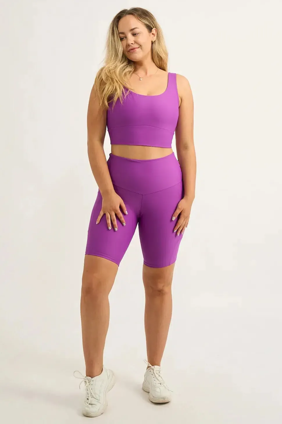 Purple Performance - Panel Pocket High Waisted Long Shorts