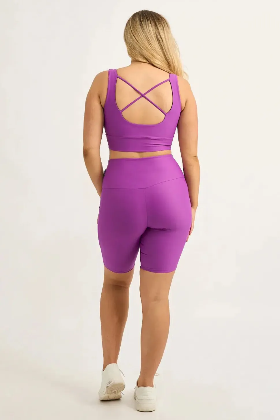 Purple Performance - Panel Pocket High Waisted Long Shorts