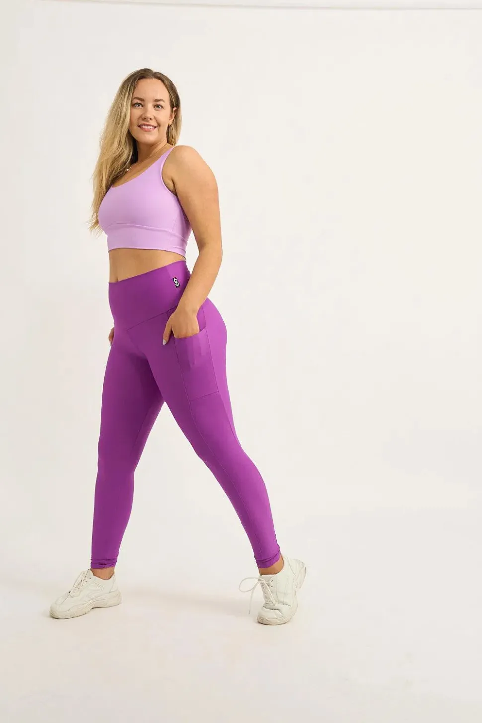 Purple Performance - Panel Pocket High Waisted Leggings