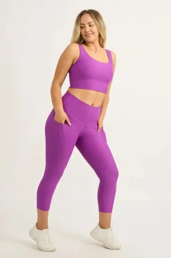 Purple Performance - Pocket Booty Shaper High Waisted Capri Leggings