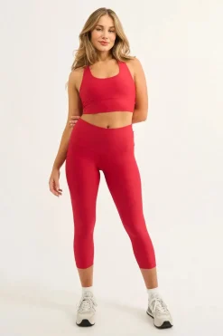 Red Performance - High Waisted Capri Leggings