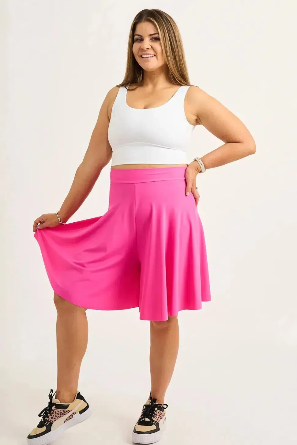 Silky Basketball Palazzo Short - Candy Pink