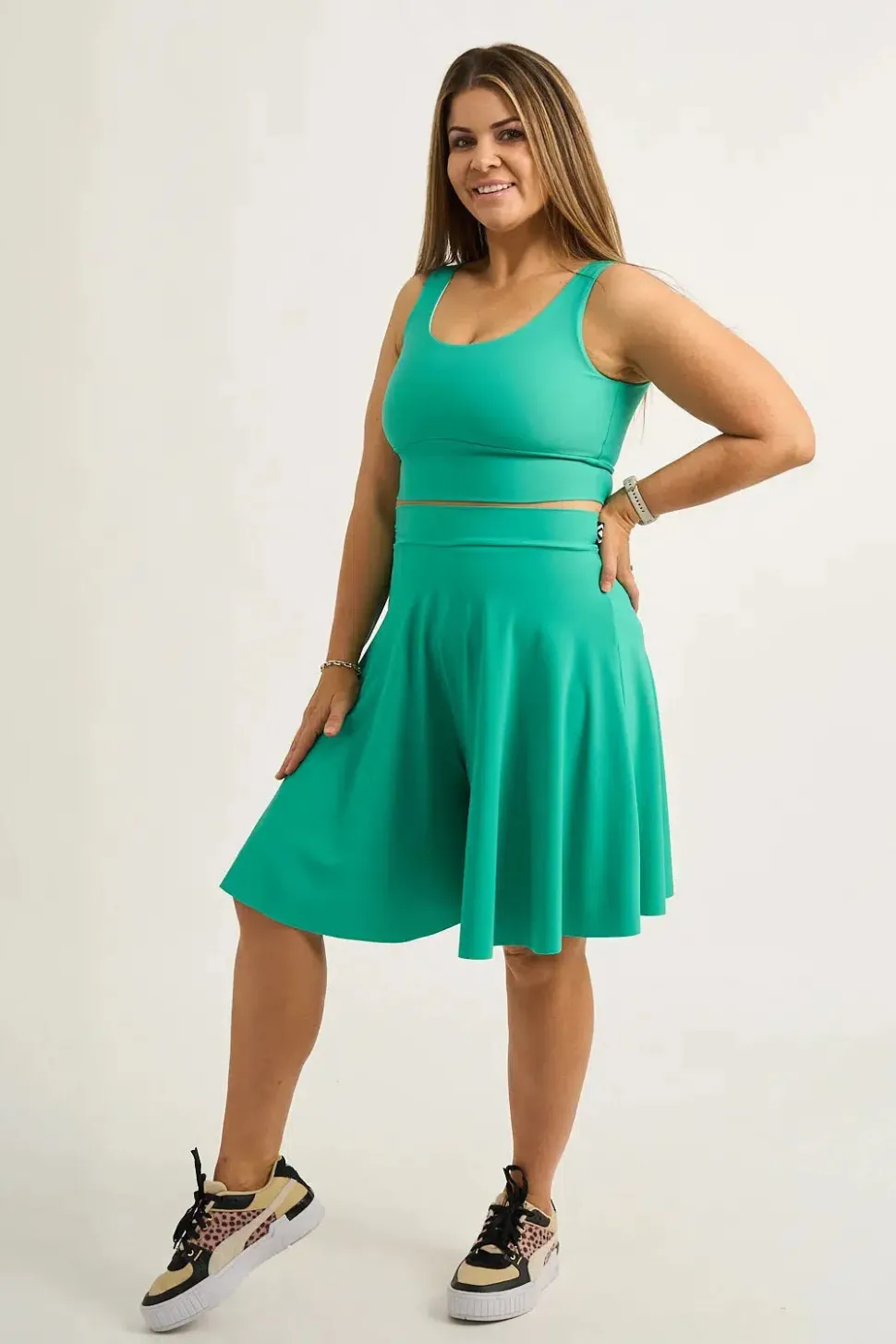 Silky Basketball Palazzo Short - Jade