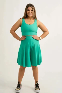Silky Basketball Palazzo Short - Jade