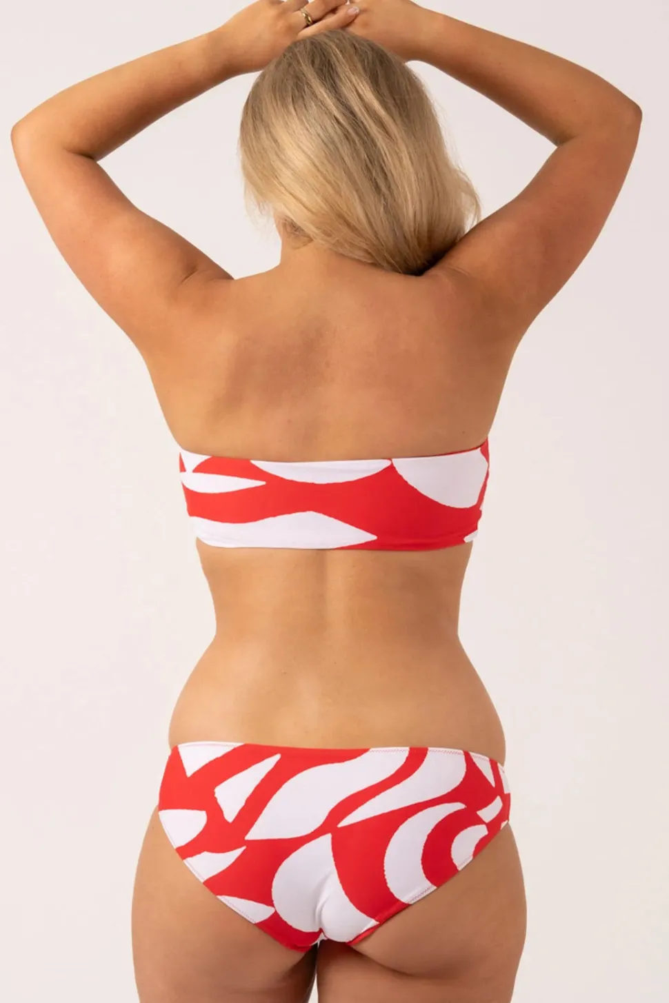 Silky Hipster Bikini Bottom - Red Geo Waves