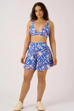 Silky Mini Palazzo Short - Blue Tiki