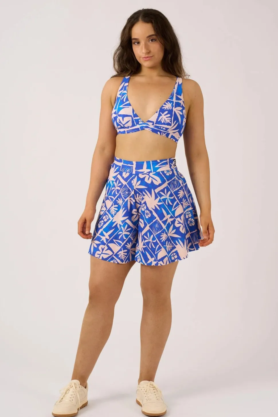 Silky Mini Palazzo Short - Blue Tiki