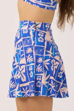 Silky Mini Palazzo Short - Blue Tiki