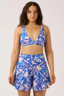 Silky Mini Palazzo Short - Blue Tiki