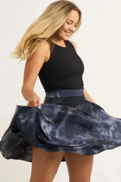 Silky Narrow Waisted Midi Skater Skirt W/ Pockets - Dark And Moody
