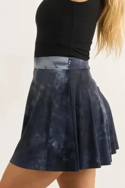 Silky Narrow Waisted Mini Skater Skirt - Dark And Moody