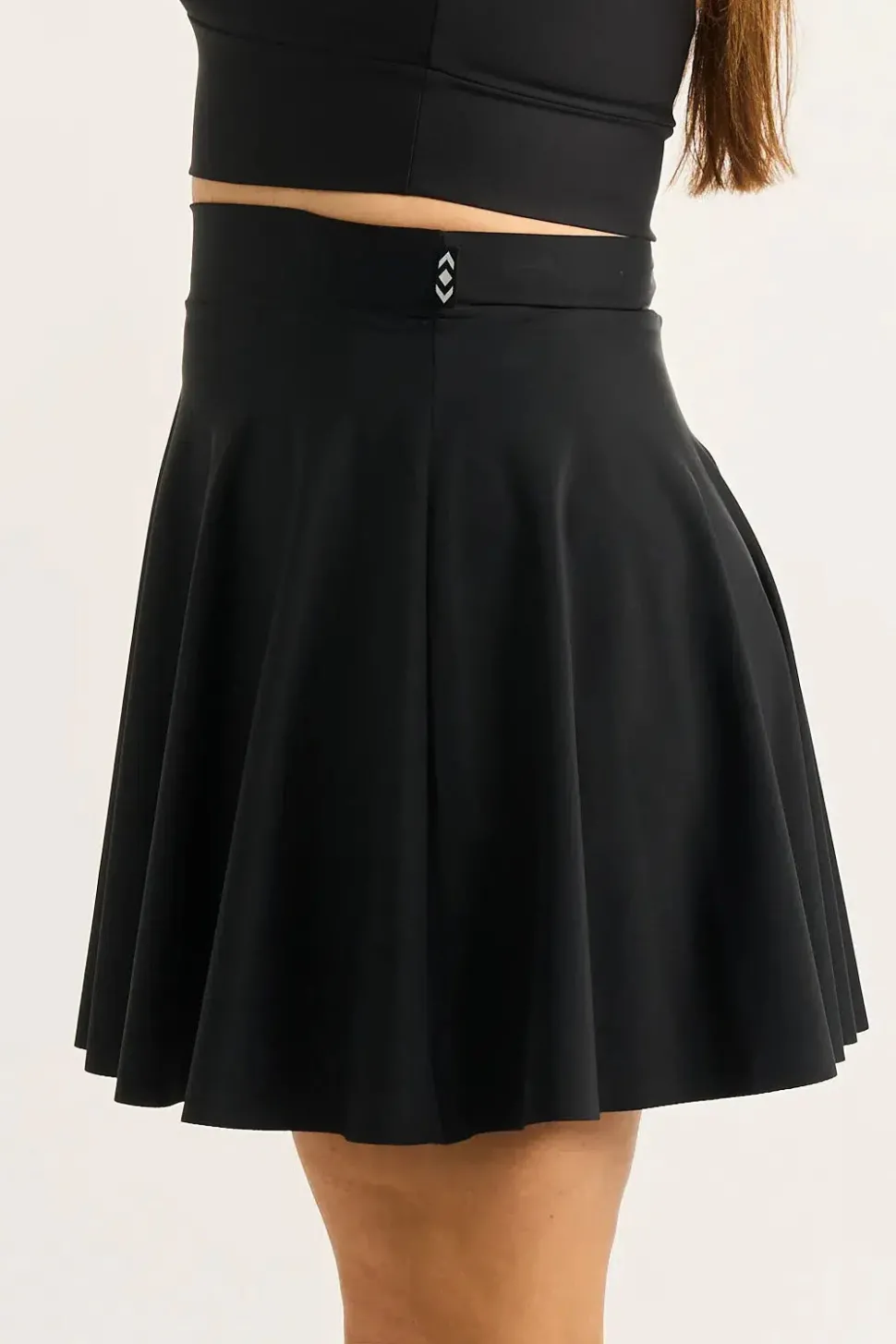 Silky Narrow Waisted Mini Skater Skirt - Black