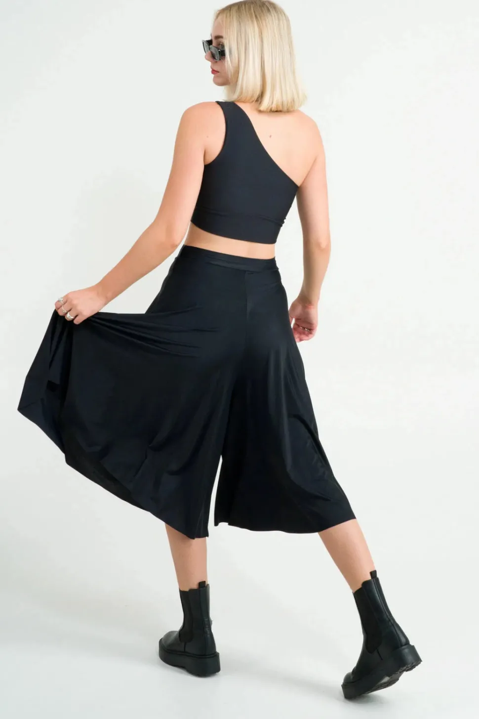 Silky Palazzo Culotte - Black
