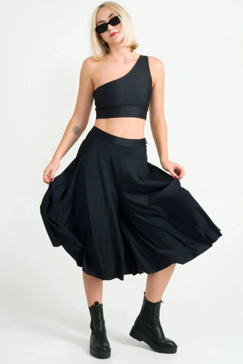 Silky Palazzo Culotte - Black
