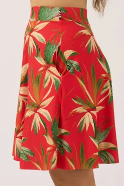 Silky Palazzo Short With Pocket - Flame Tropico