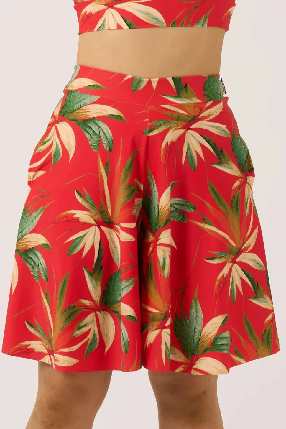 Silky Palazzo Short With Pocket - Flame Tropico