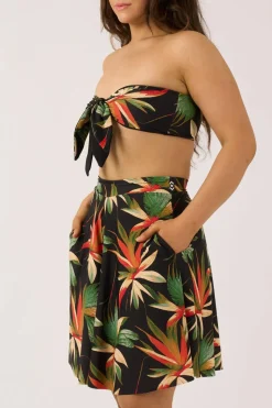Silky Palazzo Short With Pocket - Black Tropico