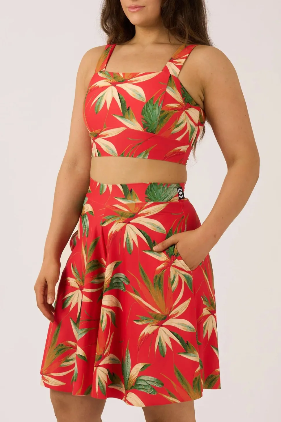 Silky Palazzo Short With Pocket - Flame Tropico