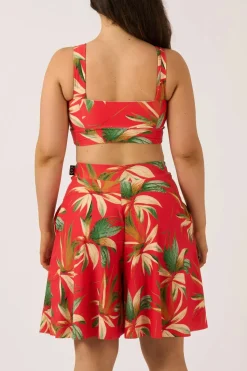 Silky Palazzo Short With Pocket - Flame Tropico