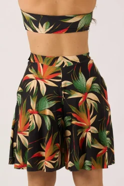 Silky Palazzo Short With Pocket - Black Tropico