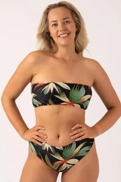 Silky Reversible Bandeau Bow Bikini Top - Black Tropico