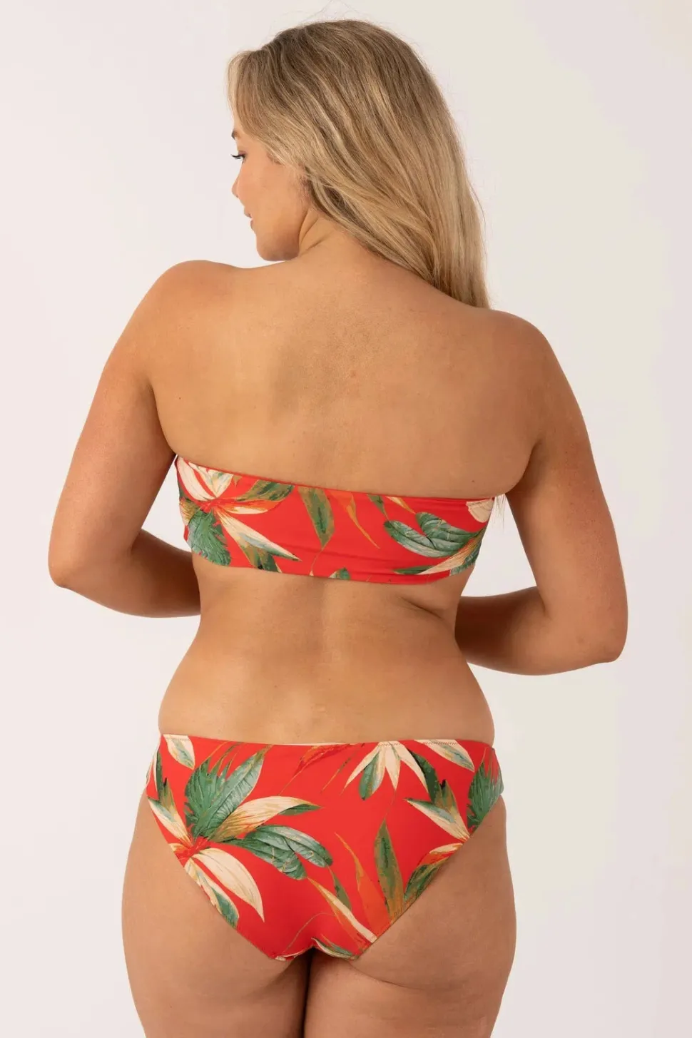 Silky Reversible Bandeau Bow Bikini Top - Flame Tropico