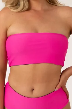 Silky Reversible Bandeau Bikini Top - Dark And Moody