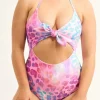 Silky Reversible Bralette One Piece W/ Extra Coverage Bottoms - Rainbow Jag