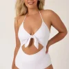 Silky Reversible Bralette One Piece W/ Extra Coverage Bottoms - White