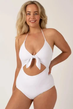 Silky Reversible Bralette One Piece W/ Extra Coverage Bottoms - White