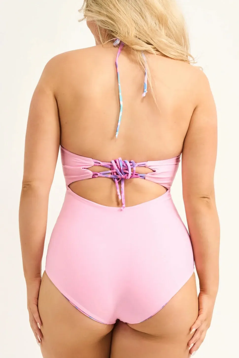 Silky Reversible Bralette One Piece W/ Extra Coverage Bottoms - Rainbow Jag