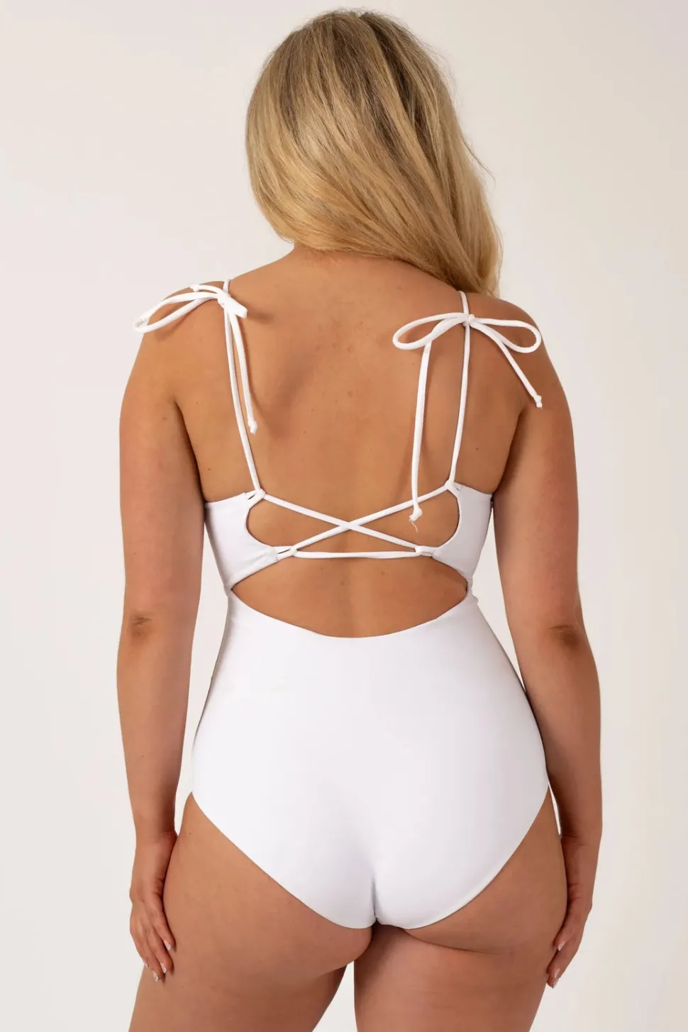 Silky Reversible Bralette One Piece W/ Extra Coverage Bottoms - White